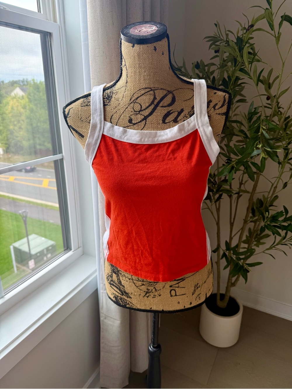 Pilcro Anthropologie Sporty Orange Crop Tank